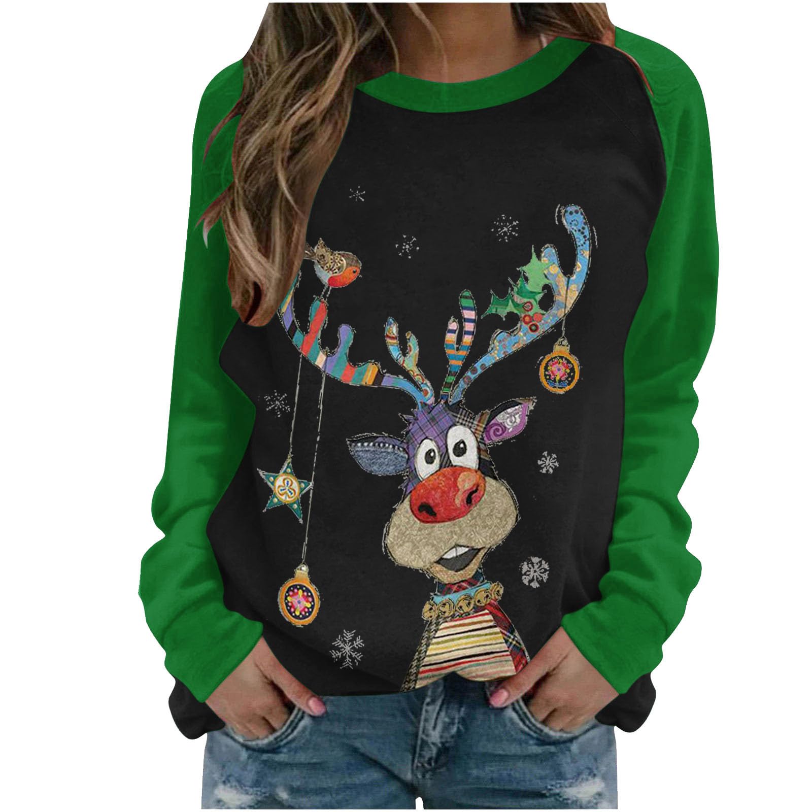 Lustiger Weihnachtspullover Damen Ugly Christmas Sweatshirt Langarm Winter | Rentier, Weihnachts Pullover Damen, Festlich, Lustig, Sweatshirt, Langarm, Rundhals, Winterlich, Freizeit, Bequem, Alltag