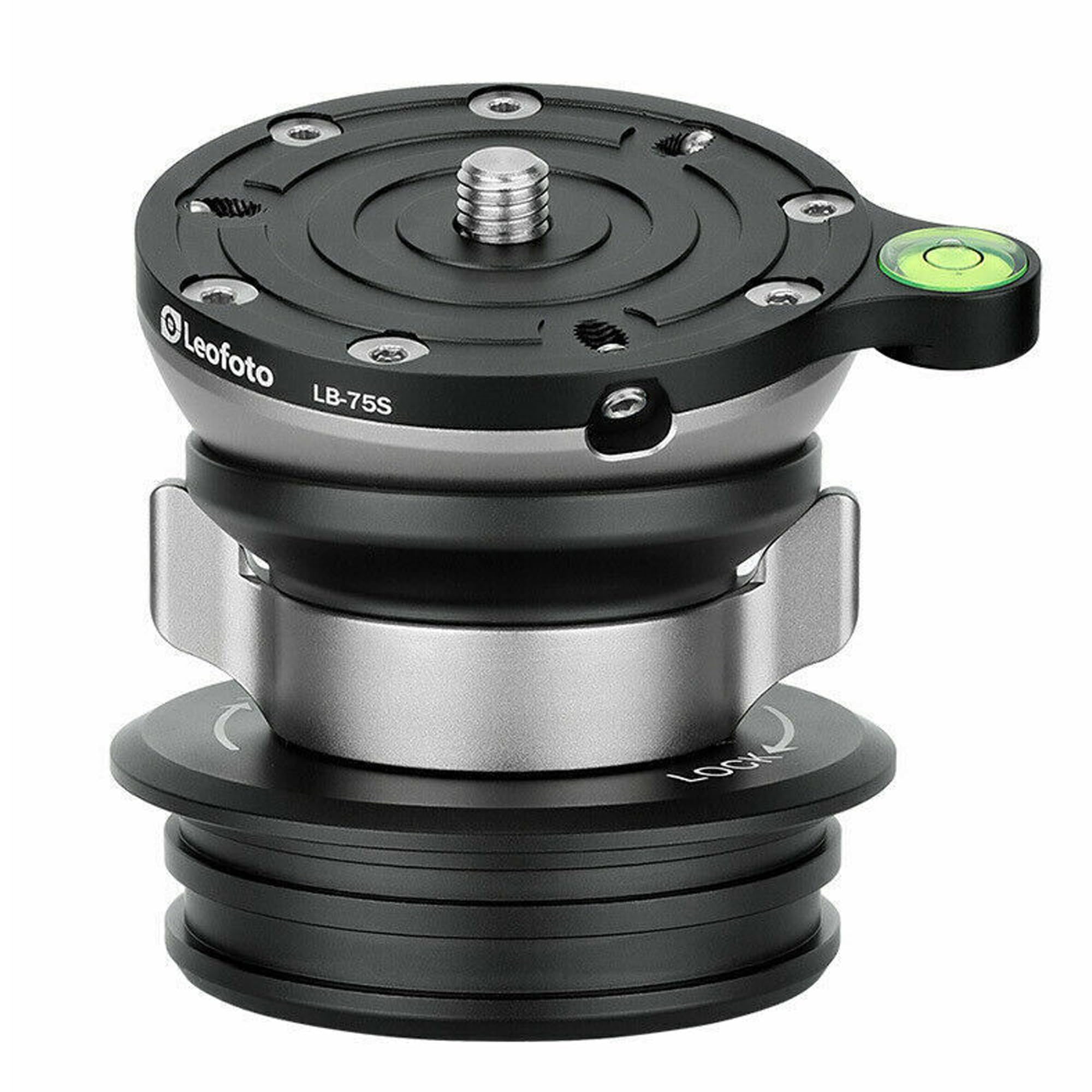 LB-75S 75mm Leveling Base for Tripod w Butterfly Lock Collar 55lb Max Load +/-15° Tilt