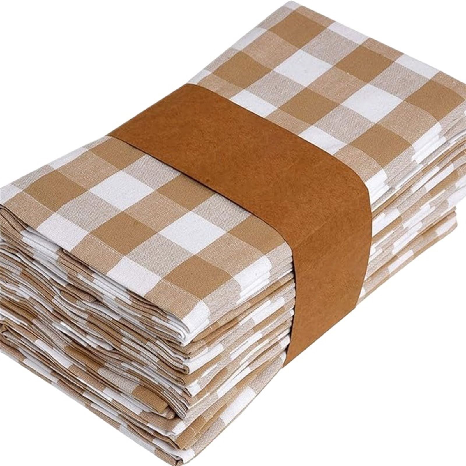 serviettes napkins Set Of 6/12/24 40x40cm Tablecloth Napkins, Polyester Thickened Pads, Reusable Kitchen, Dining, Holiday Decorations for dining wedding party everyday home(Khaki 6pcs)
