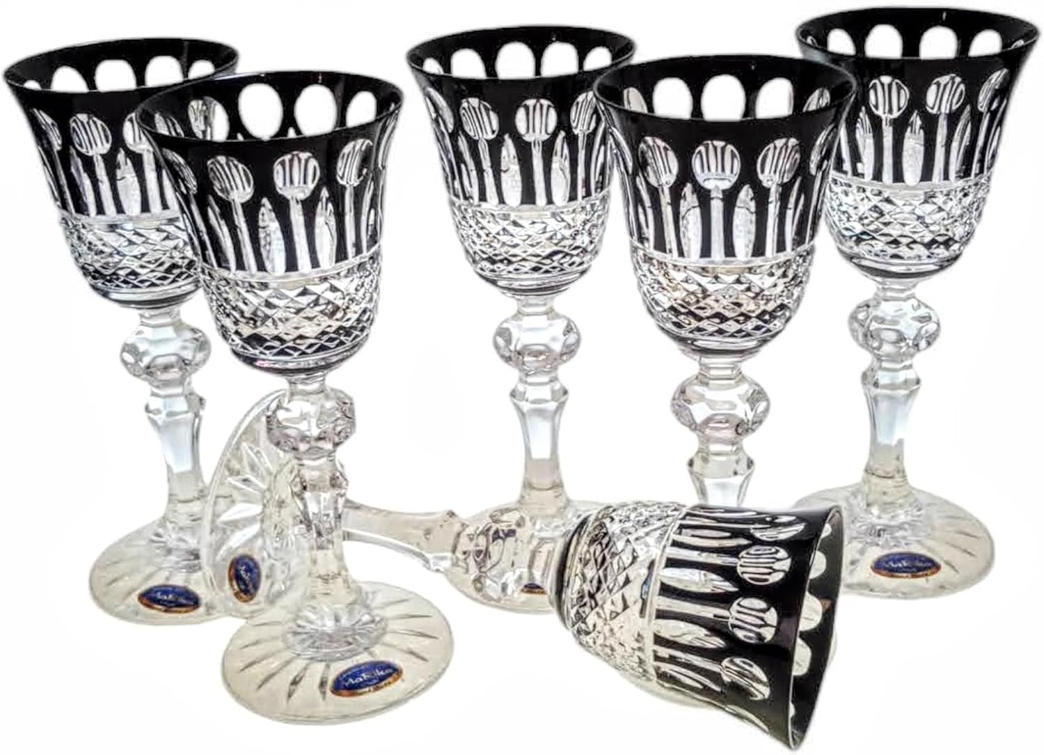 Black crystal liqueur glasses 60 ml French