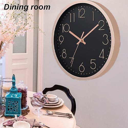 Miniatura 6 de Reloj de pared, reloj de pared de cocina, reloj silencioso redondo, clásico, funciona con pilas, diseño moderno y estilo para sala de estar, cocina,