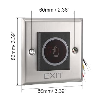 uxcell IR No Touch Door Release Exit Button NO/NC/COM Sensor Switch with LED Indicator for Access Control 86mmx86mm Panel 12V 3A