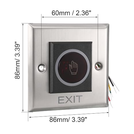 uxcell IR No Touch Door Release Exit Button NO/NC/COM Sensor Switch with LED Indicator for Access Control 86mmx86mm Panel 12V 3A