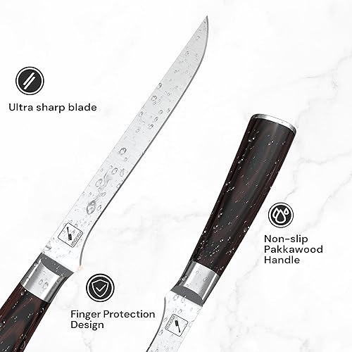 Vista 67 de Cuchillo Santoku, cuchillo de cocina de 7 pulgadas, cuchillo de cocina japonés ultraafilado, cuchillo de chef japonés de acero inoxidable alemán