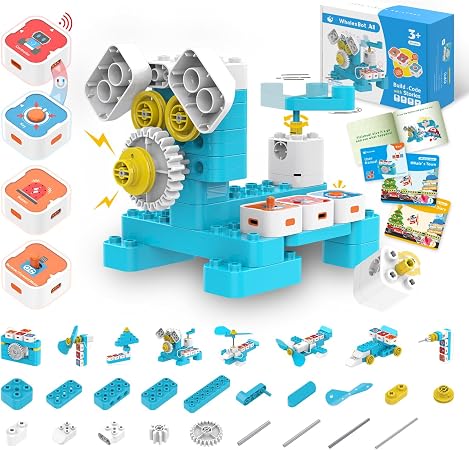 WhalesBot A1 プログラミングロボット(磁石ブロック式・アプリ不要) 8-in-1