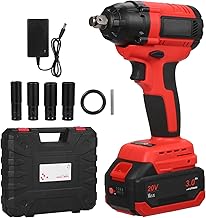 Jethrora Chave de impacto sem fio sem escova Chave de impacto elétrica de 1/2 polegada Conjunto de chave de impacto sem escova para pneus de carro Torque máximo 320 ft-lbs (430N.m) com bateria de íon