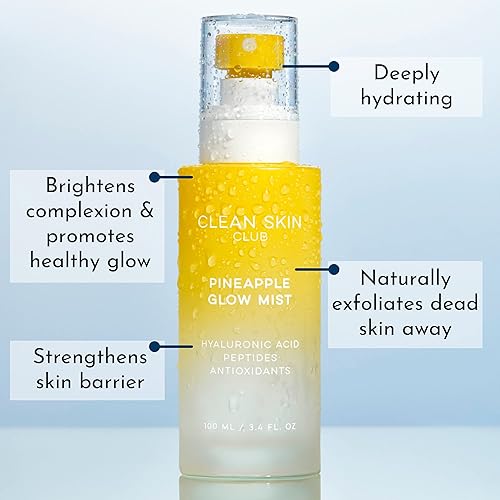 Miniatura 2 de CLEAN SKIN CLUB Pineapple Glow Mist | Ácido hialurónico + péptidos | Papaya + extractos de coco | Spray facial hidratante y fortificante | Vegano y