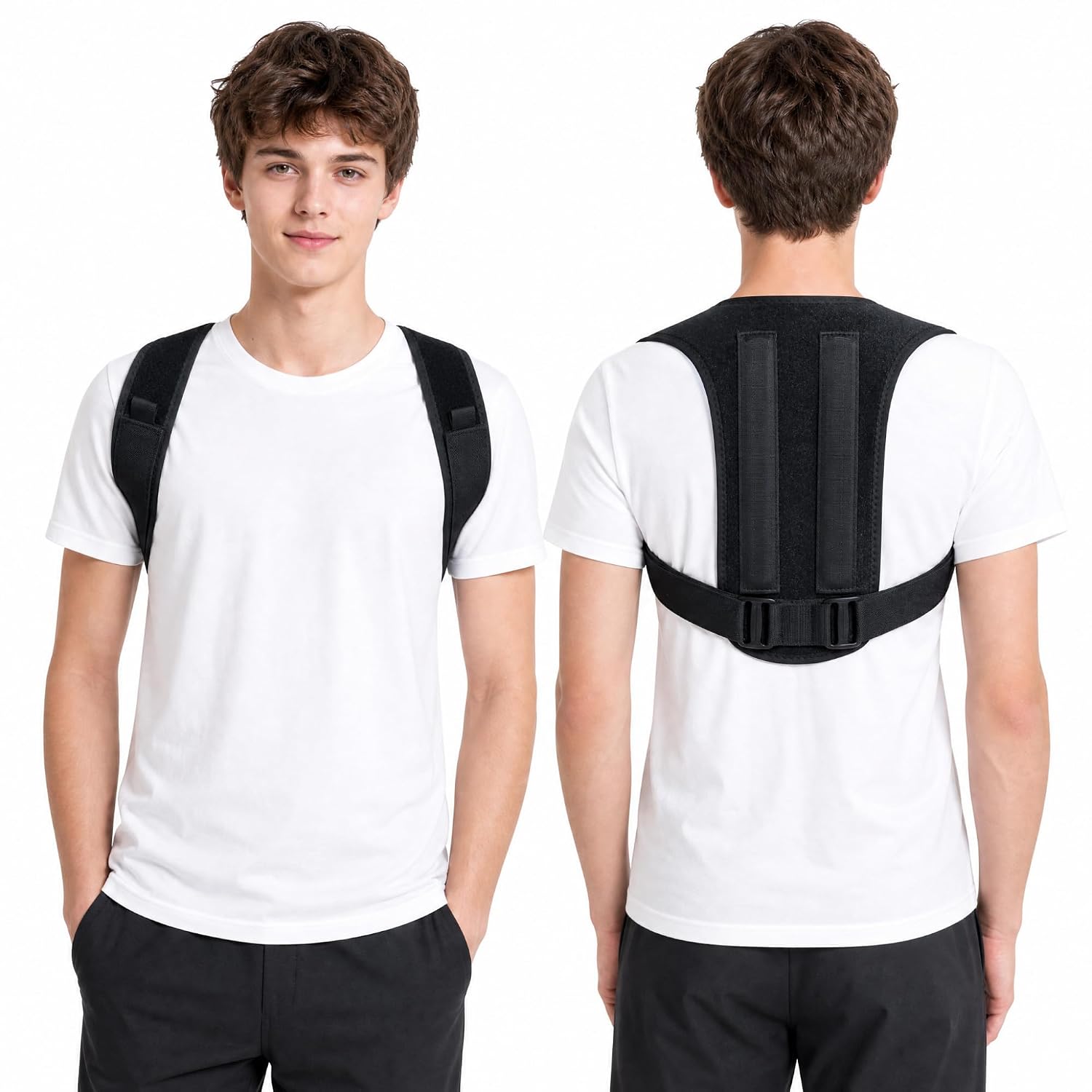 Teen Boys' Back Brace Posture Corrector, Wide Adjustable Straps