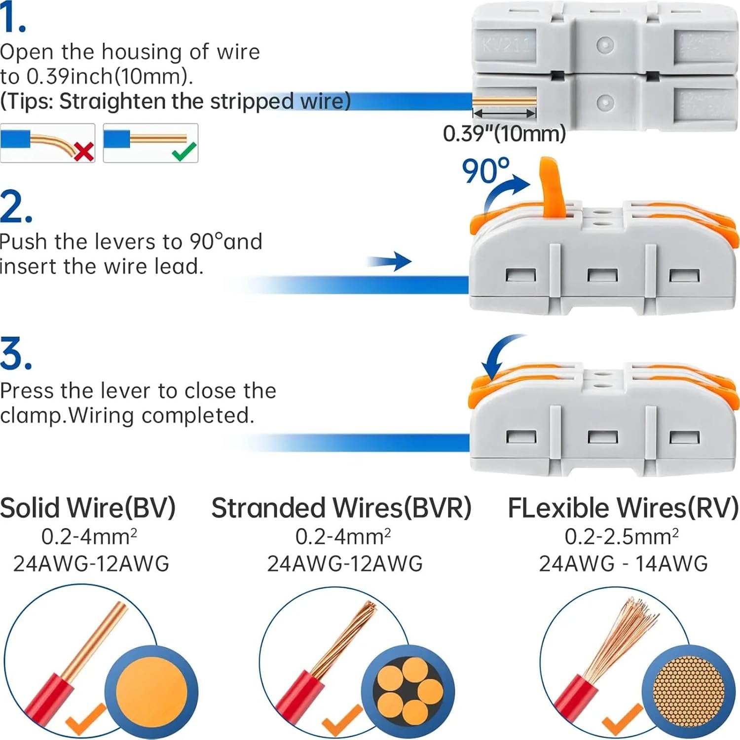 Lever Wire Connectors 50pcs Bag Electrical Cable Terminal Block Butt Wire Connector Quick Splice Home Wiring Compact Junction Box