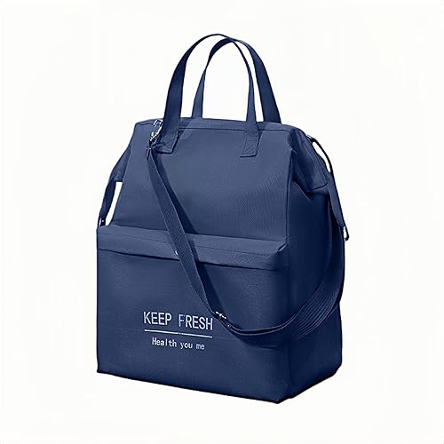 Lonchera aislada, 11 x 6.3 x 14.1 pulgadas, bolsa térmica Bento portátil, lonchera azul portátil, lonchera para mujeres, bolsa de almuerzo para