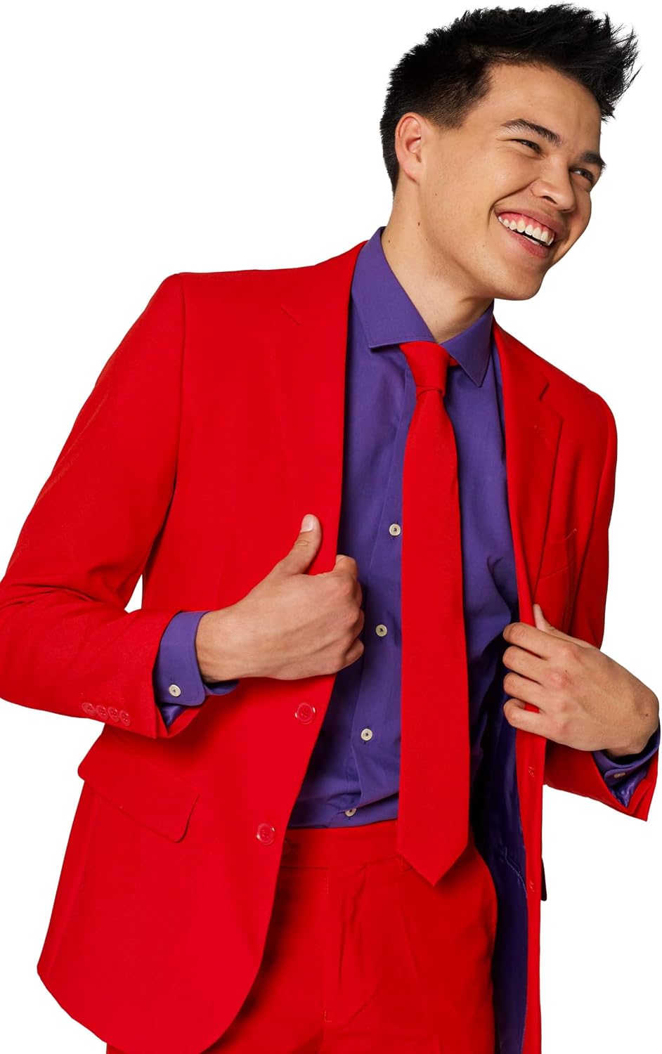 Opposuits Men’s Solid Color Party Suit – 3-Piece Prom & Wedding Suit Set with Jacket, Pants and Tie