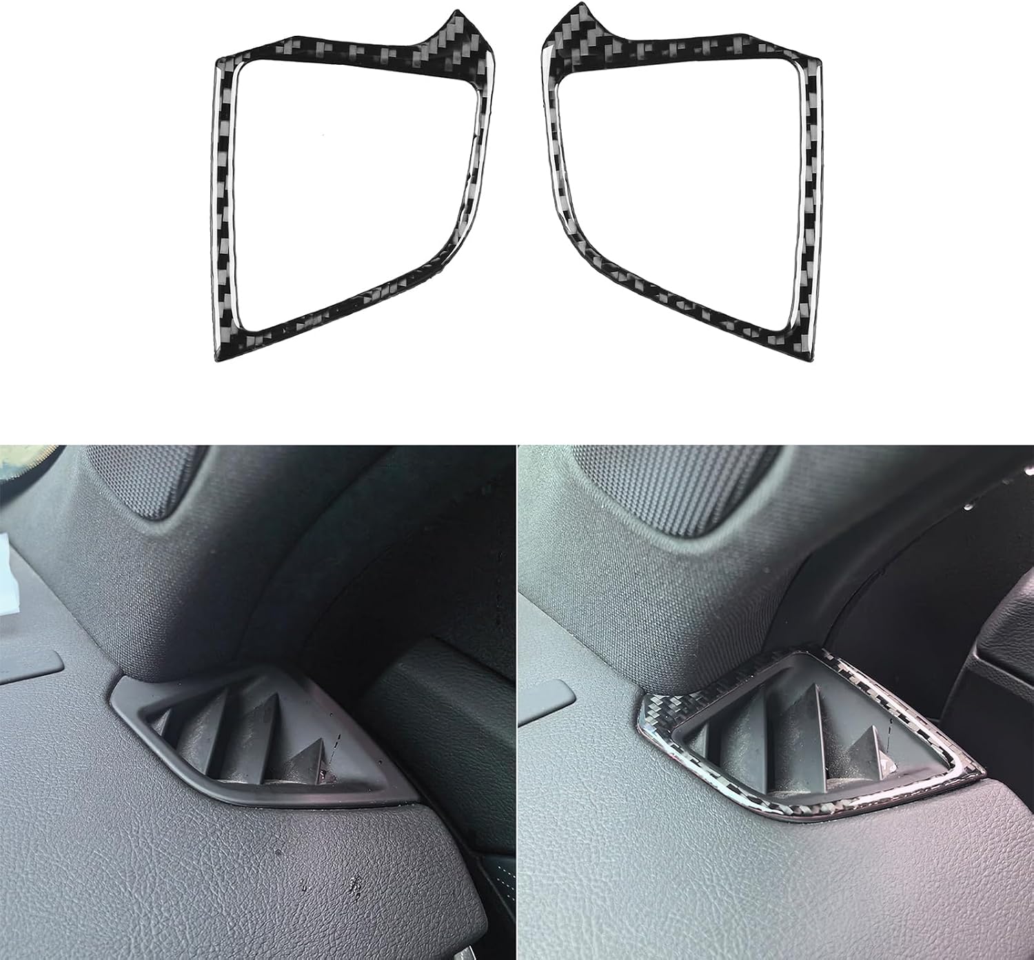 2PCS Car Dashboard Sides Defogging A/C Air Vent Frame Trim Real Quality Carbon Fiber Sticker Compatible with Cadillac CT5/CT5-V/CT5-V Blackwing 2020-2026 Interior Accessories Decal Black