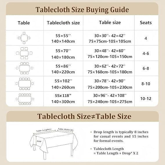 Laolitou Outdoor Table Cloth Rectangular, Waterproof Cotton Linen Tablecloth Wipe Clean Washable Anti-Wrinkle Tassel Design for Garden Picnic Party Kitchen Dinning, 55 x 72 Inch