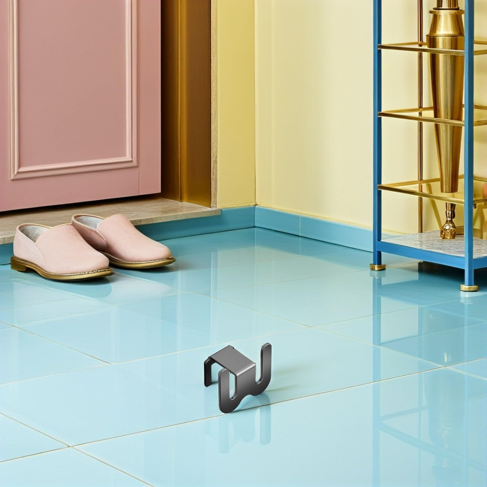 Homoyoyo Perchero para Zapatillas sin Perforaciones, Zapatero de Pared, Aleación de Aluminio, Gris Pistola, Ahorro de Espacio, para Baño y Puerta
