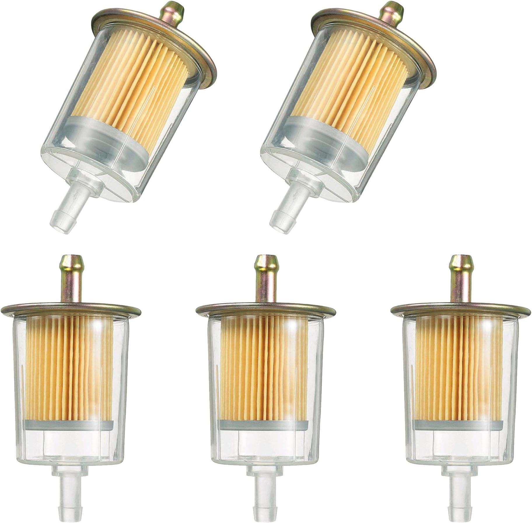 5/16" Universal Fuel Filters Industrial Tractors Cars Trucks Motorcycles Gas Powered Engine Inline Gas Fuel Line 5 Pack