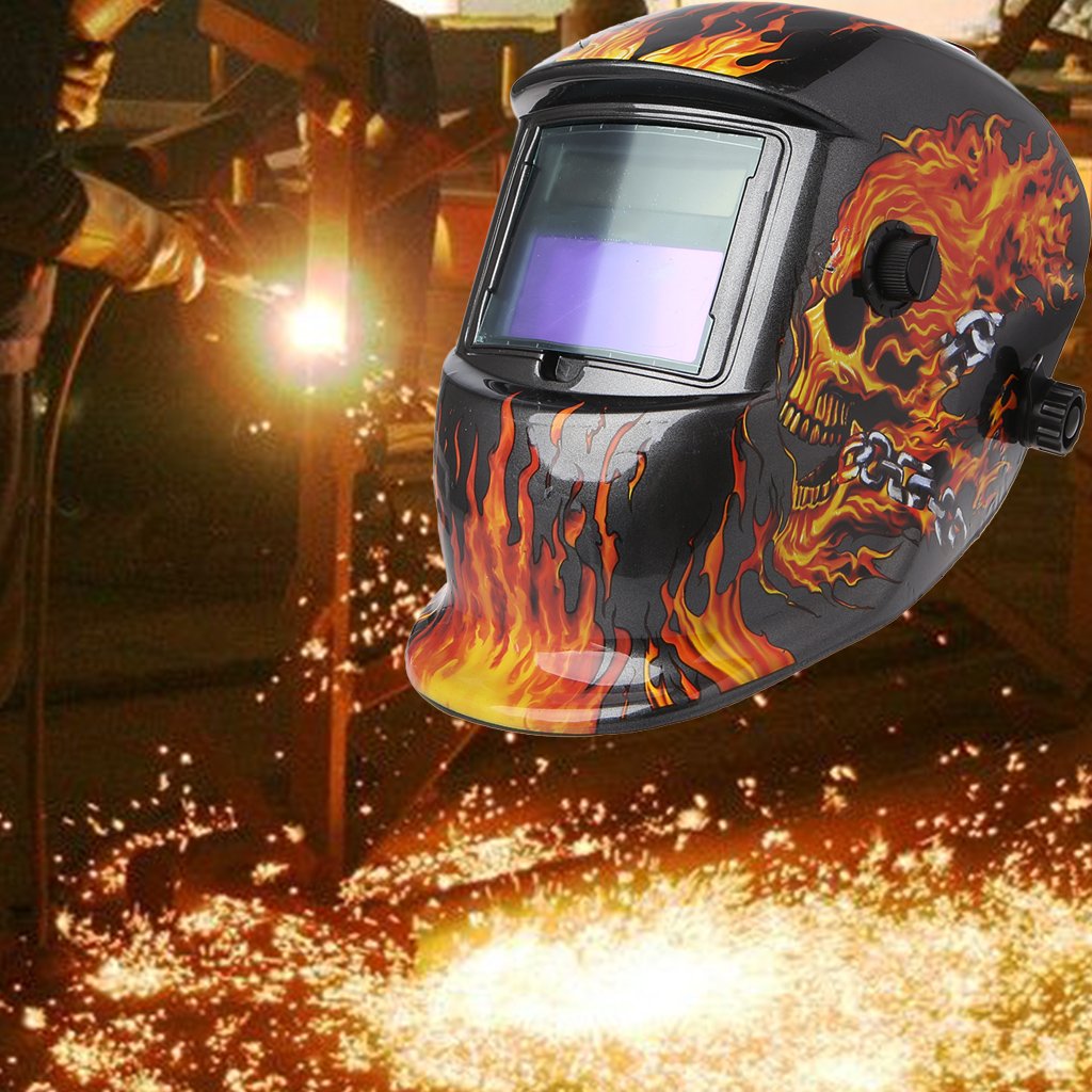 Casco per saldatura solare Occhiali automatici Fiamma del cranio