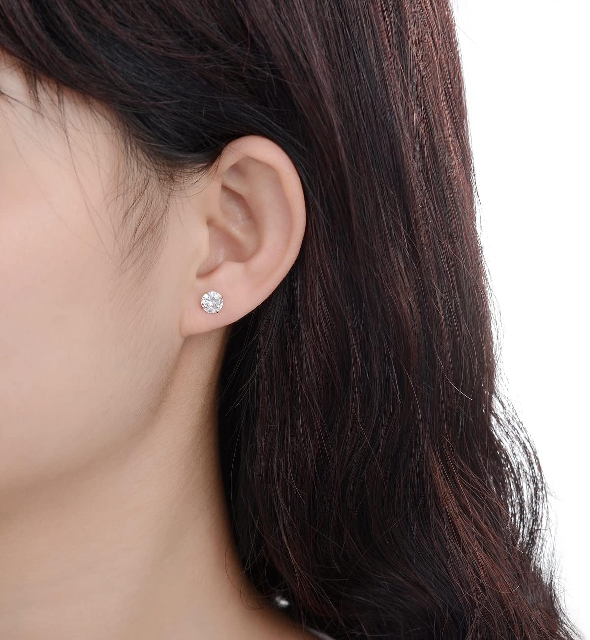 4 Pairs Screw Back Surgical Stainless Steel Stud Earrings, Gold Plated Silver Heart Star Square Princess Cut Round CZ Cubic Zirconia Stud Earrings Set - Image 7