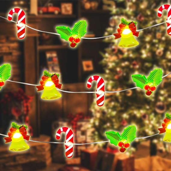 Christmas Decorations String Lights, 30 LED Copper String Lights with Remote Control & Waterproof Jingling Bell&Candy Battery Operated Fairy Lights for Indoor Outdoor, Xmas Tree Decor (Warm White)