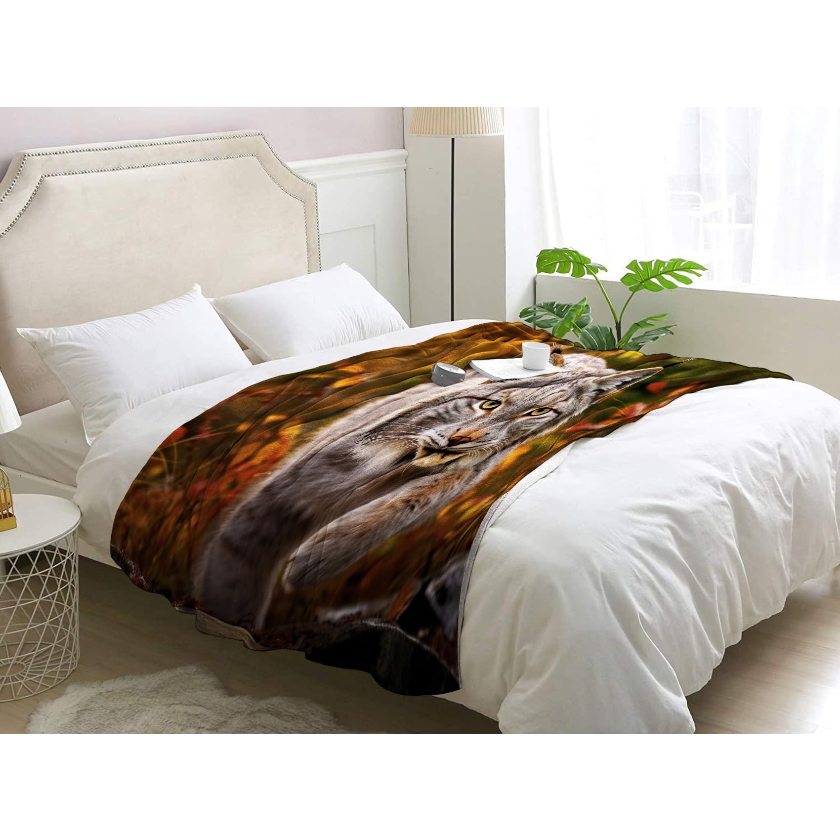 Kuscheldecke Blätter Design 120x80cm - Flannel Wohndecke Für Couch & Bett