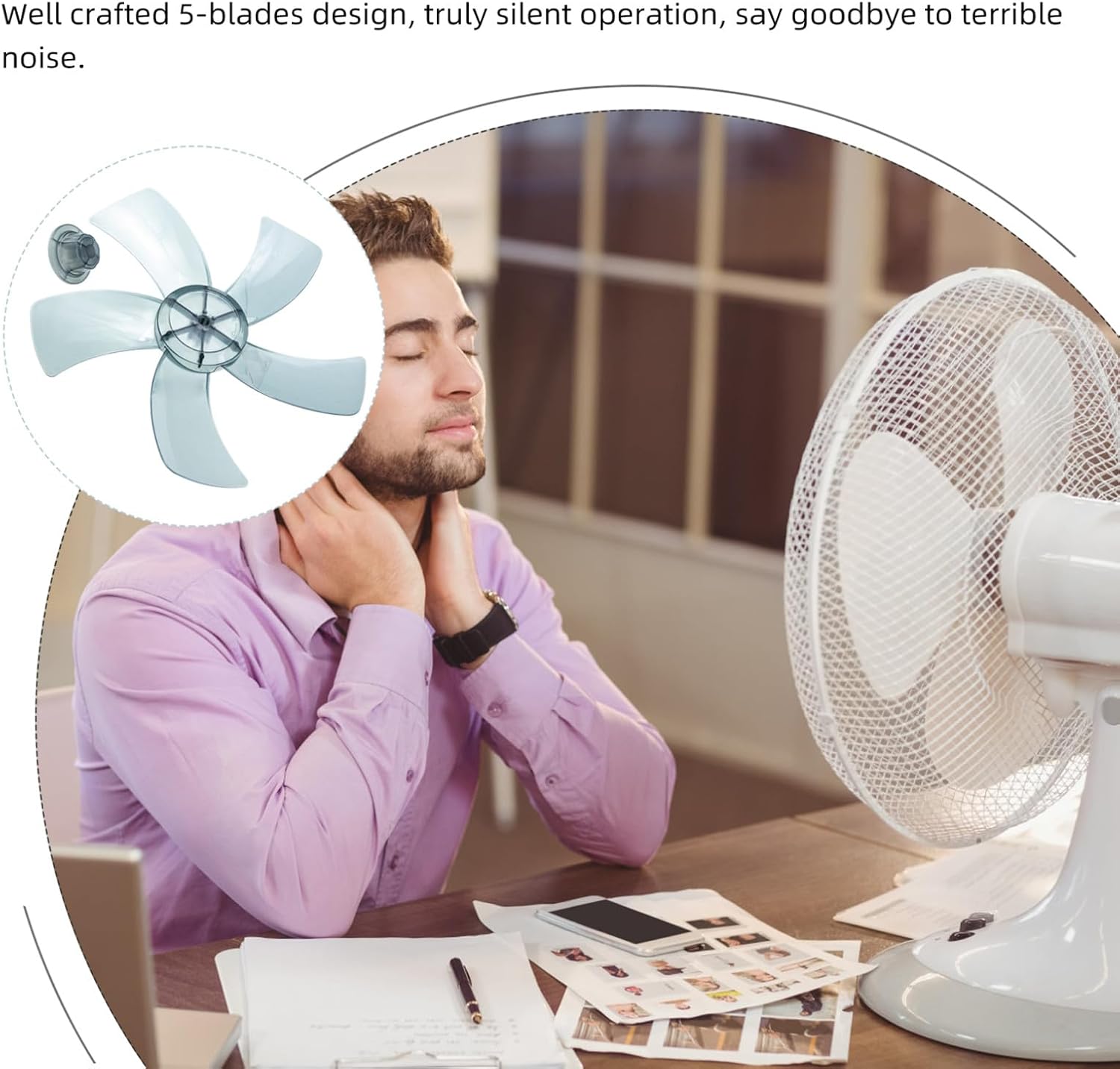 VOSAREA Fan Blade Universal Blades Household Blades Replacement Table Blades with Nut Cover (Black) Accessories Ceiling Desk Desk Fan