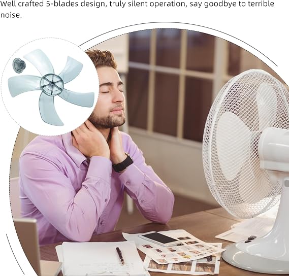 VOSAREA Fan Blade Universal Blades Household Blades Replacement Table Blades with Nut Cover (Black) Accessories Ceiling Desk Desk Fan