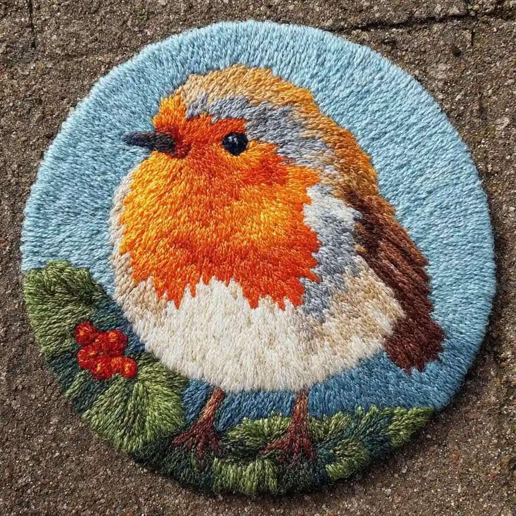 Round Latch Hook Rug Kits Robin For Adults And Starter 50*50Cm