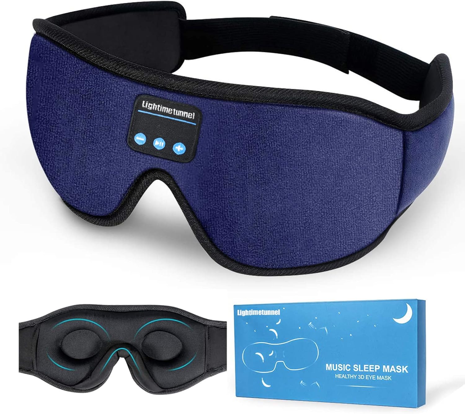 Sleep Headphones, 3D Sleep Mask, LIGHTIMETUNNEL Washable Sleeping Headphones with Ultra Thin Stereo Speakers Microphone Hands Free for Insomnia Travel Pink