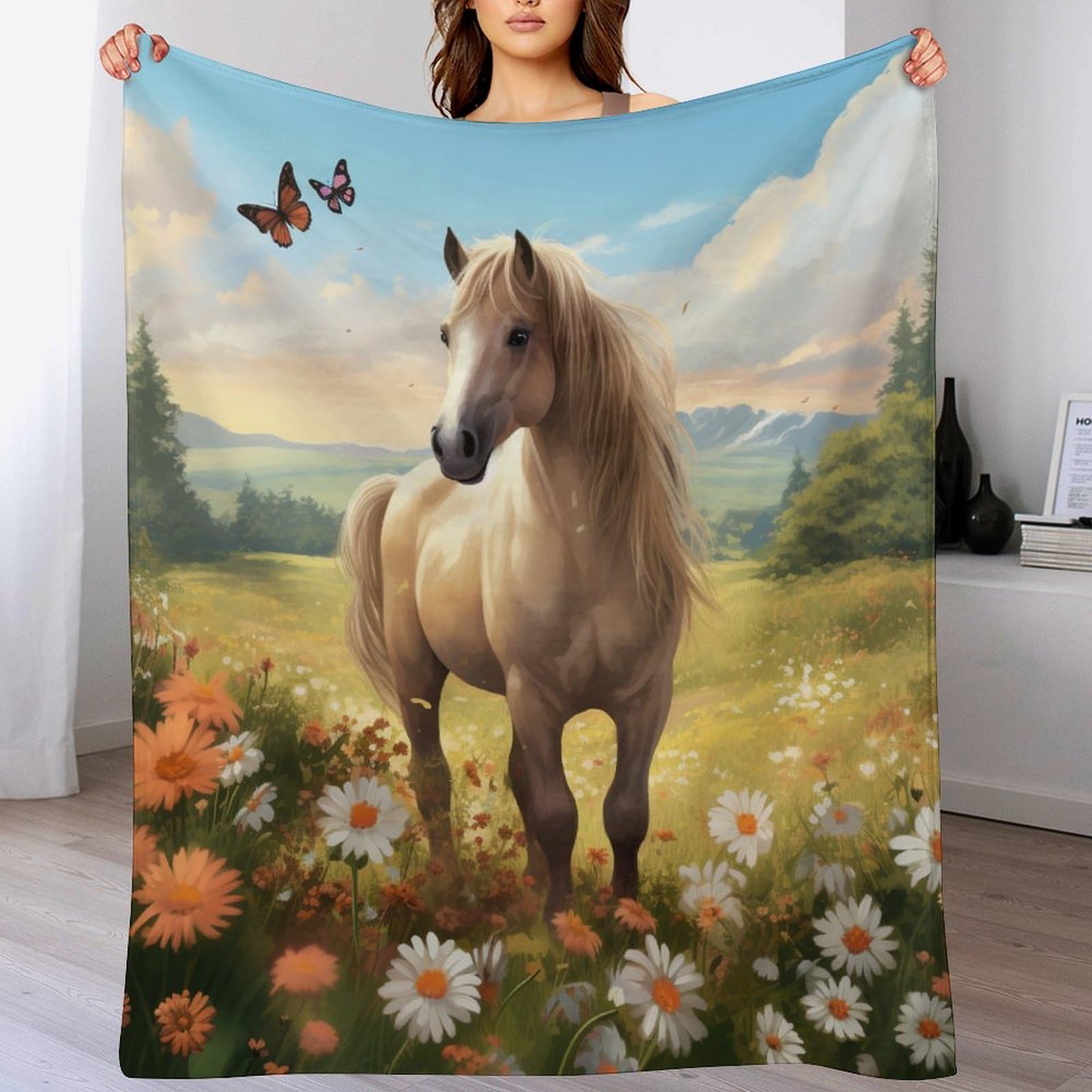 Couverture de lit et canapé motif cheval pour des soirées cocooning chaleureuses
