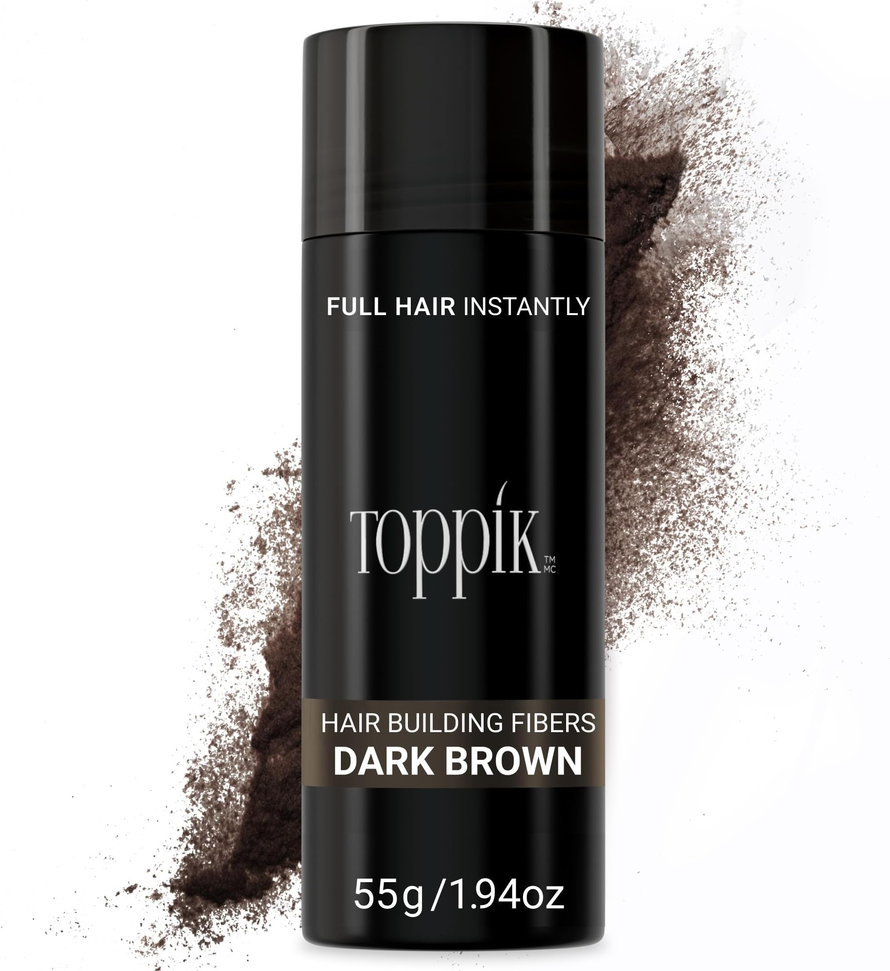 Hair Building Fibres Powder for a Thicker-looking Hairline, Crown and Beard, Instant Thinning Concealer for Men and Women, 55g, ​Dark Brown