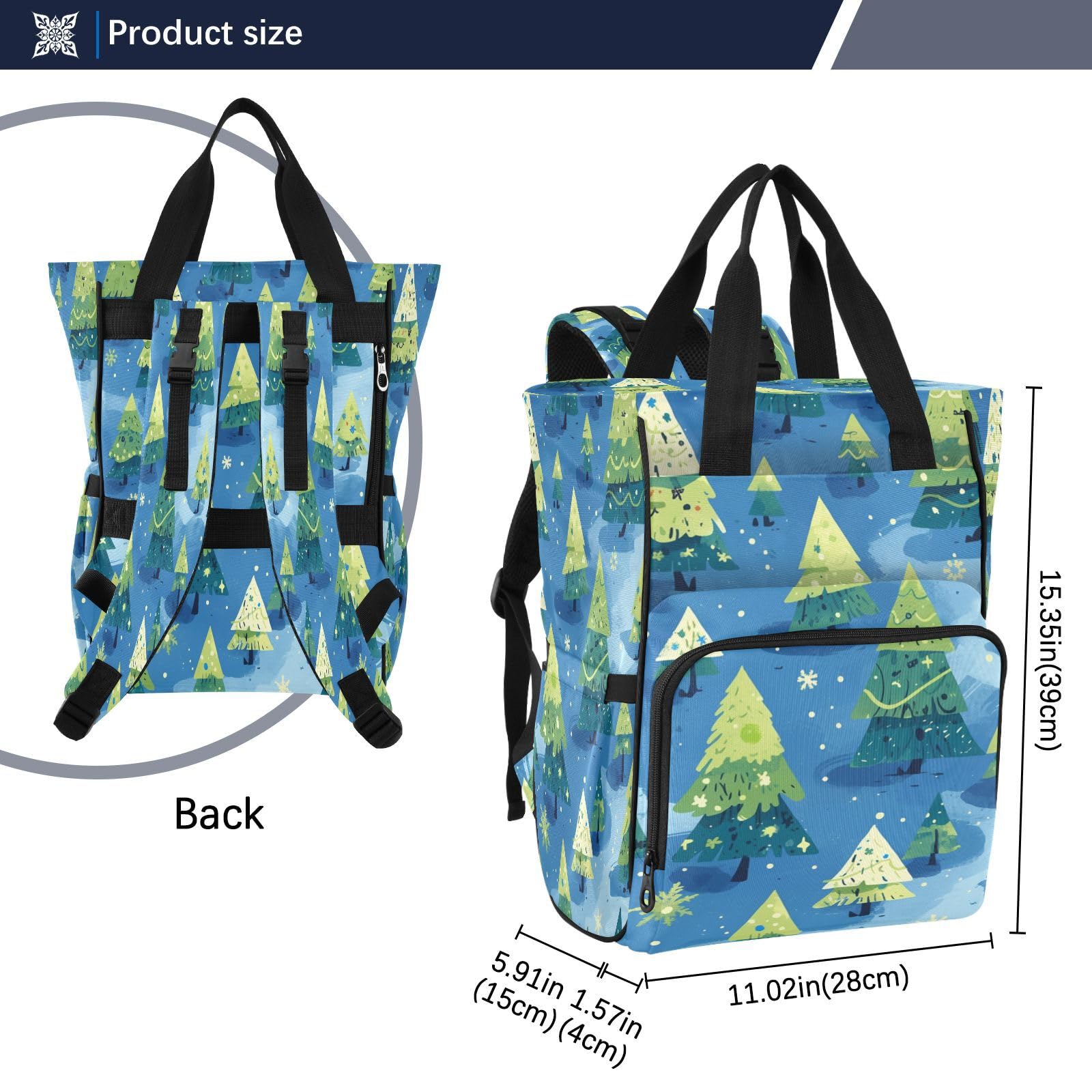 ÁRboles Verdes Invierno Fresco Mochilas de Pañales para Gran Capacidad Pañal Bolso Mochila para Viajar al Aire Libre Mamá y Papá