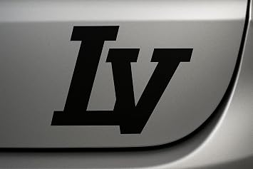 Bold LV Black Vinyl Decal Sticker for Cars Trucks Laptops Windows Blocky Sports Lettering Water and UV Resistant Automotive Decoration