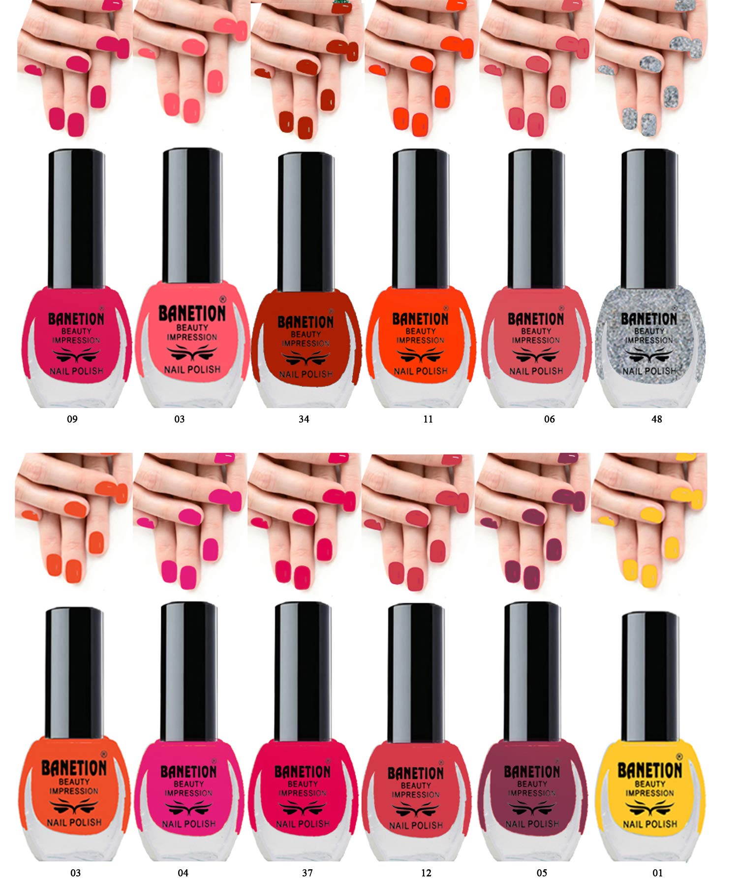 BANETION Nail Polish/Nail Paint Combo Set of 12, Multicolor Nail Paint of 6 ml each (Multicolor-4)