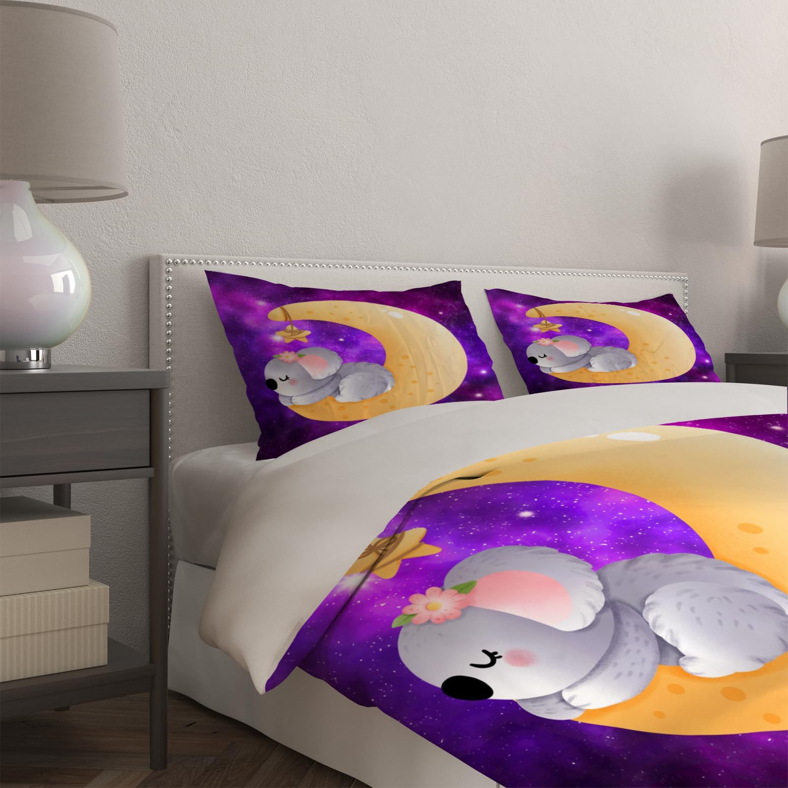 Ropa de Cama 240x260 cm Bebe Koala Niño Chico Adolescente 3 Piezas Funda de Edredón Microfibra Fundas Nordicas y Funda de Almohada