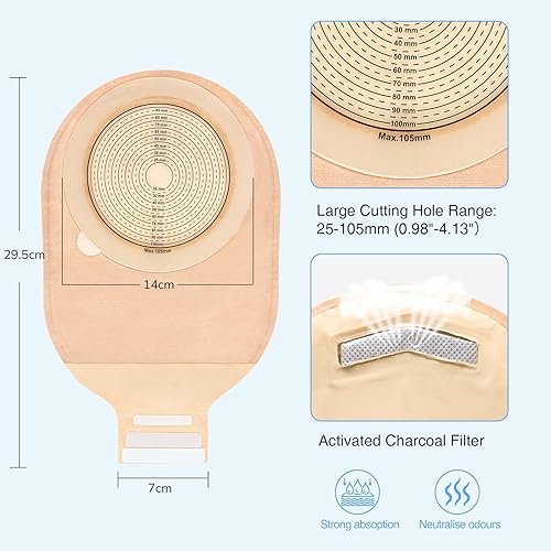 Miniatura 2 de Paquete de 20 bolsas de colostomía para ostomía, bolsas grandes de 4.134 in para estoma grande y estoma doble, bolsas de ostomía drenables de una