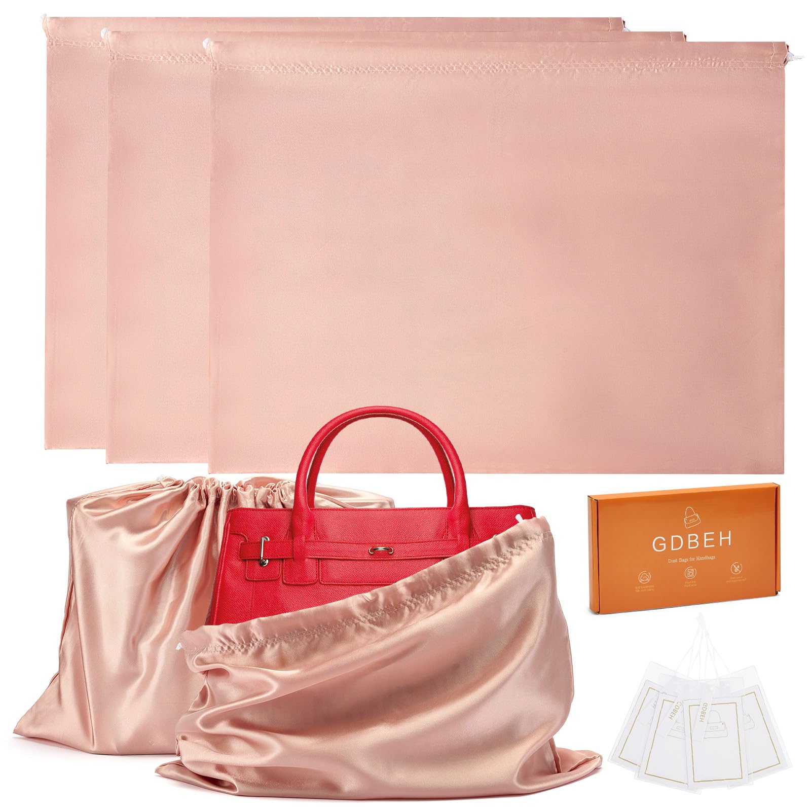 GDBEH3 Pack Dust Bags for Purses and Handbags，Silk Purse Dust Bags for Storage， With Drawstring Large Dust Bags for Handbag， Dust Covers for Purse Shoes Boots