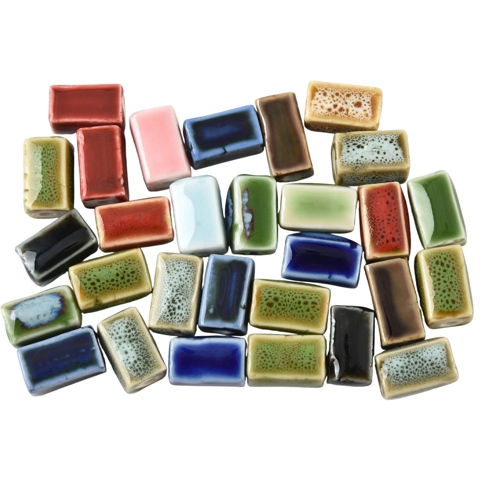 WEWAYSMILE Ceramic Porcelain Beads for Jewellery Making, Rectangle, 30 Pcs