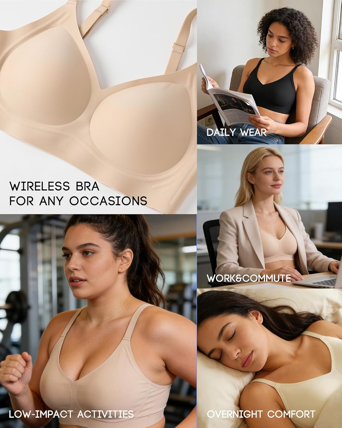 Plus Size Jelly No Underwire Comfort Bra for Women, Full Coverage Seamless Everyday Wireless Bras with Light Support - Image 8