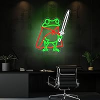 Vista 2 de Frog Neon Sign Cute Neon Signs for Wall Decor Green Red Neon LED Sign for Man Cave Room Home Party Birthday Bar Signs - USB Powered