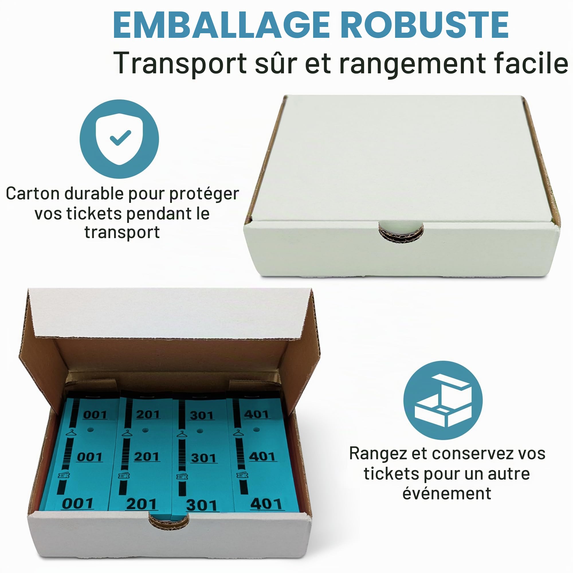 500 Tickets Vestiaire Bleus Numérotés – Papier Cartonné Très Résistant Usage Professionnel – 3 Volets Détachables – Format 5x14 cm – Idéal pour Événements, Soirées, Associations, Loteries
