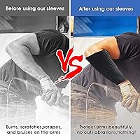 Vista 4 de Aster 2 pares de mangas de protección de brazo resistentes a cortes, mangas protectoras de nivel 5, mangas protectoras resistentes al calor
