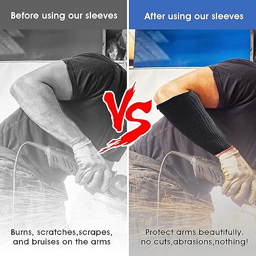 Miniatura 4 de Aster 2 pares de mangas de protección de brazo resistentes a cortes, mangas protectoras de nivel 5, mangas protectoras resistentes al calor, para