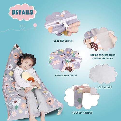 Miniatura 73 de LOLOMLO Funda para puf de almacenamiento de animales de peluche, terciopelo rosa, organizador de asiento para niños, adolescentes y adultos, sofá