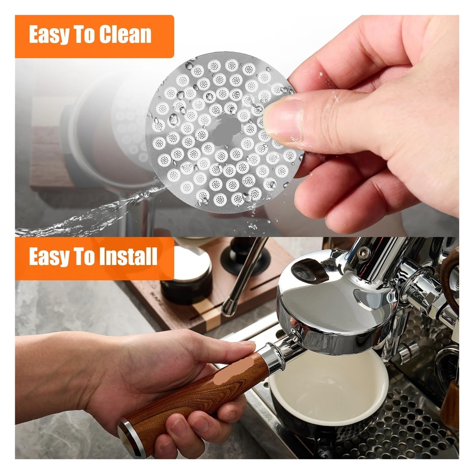 Krążek do espresso V2 0,8 mm, krążek do kawy ze stali nierdzewnej 304 – ultracienki, wielokrotnego użytku filtr naziemny (L)