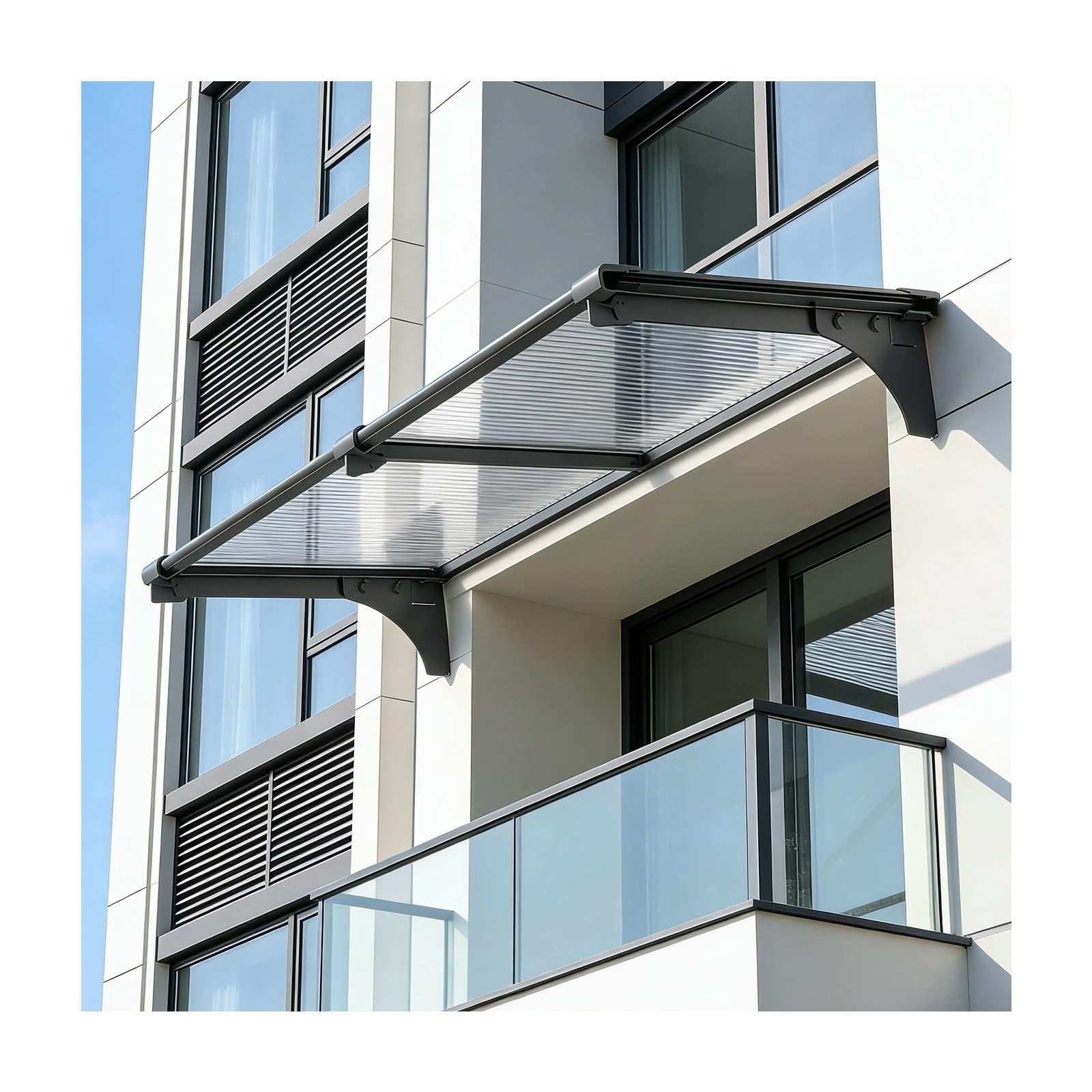 Auvent pour portes facile à installer avec structure résistante aux intempéries