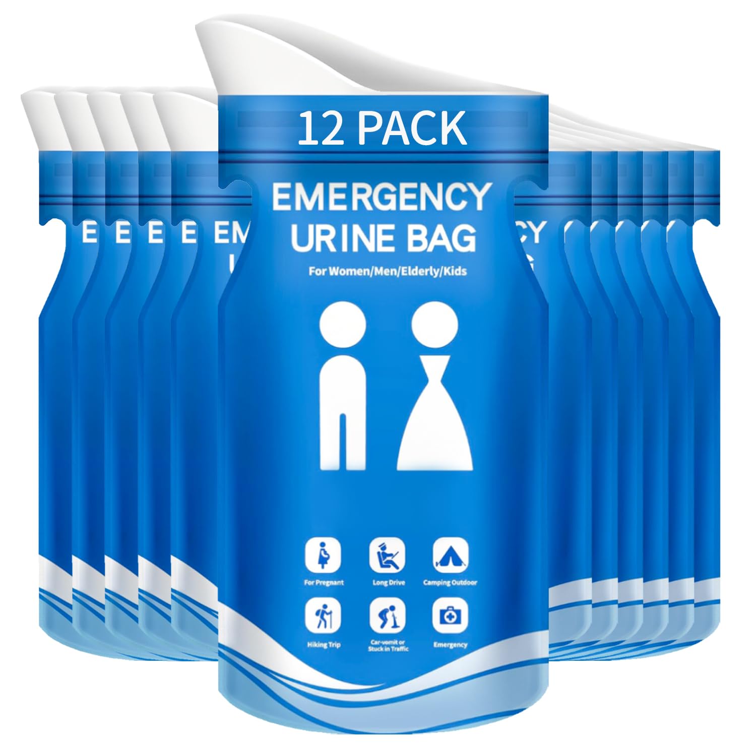 Prelady 900CC Disposable Urine Bag, 12 PCS Emergency Portable Urinal Bags for Men/Women, Unisex Pee and Vomit Bags for Travel, Camping, Long Trips,