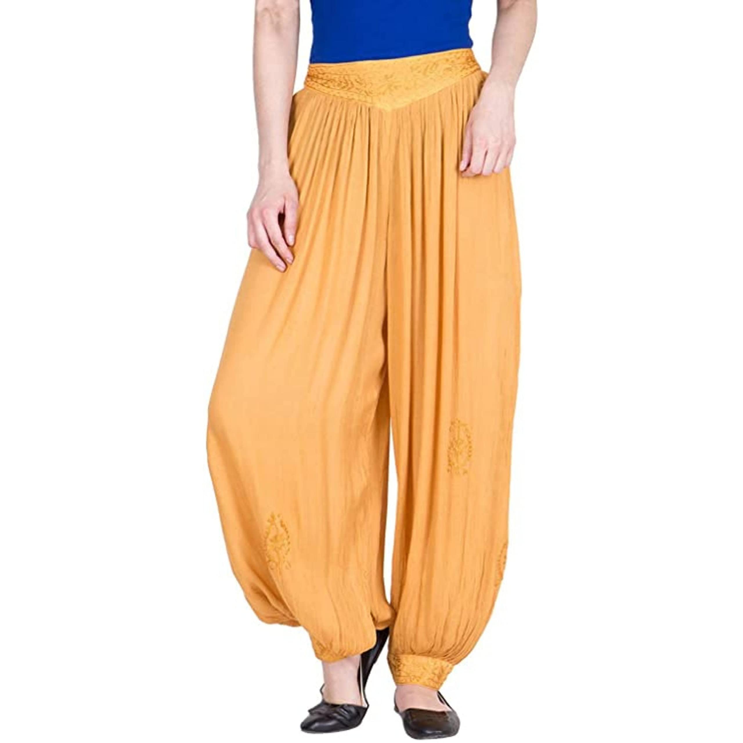 lujoso Women's Rayon Harem Pant | Harem Pant for Women | Patiala Pants | Afghani Salwar Palazzo | Comfortable & Regular Fit Pants for Yoga, Dancing - Free Size (in, Alpha, M, Regular, Beige Harem)-picture-41