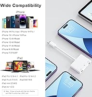 Vista 6 de Adaptador de conector de auriculares 3 en 1 dual de 0.138 in - Adaptador de audio y carga para auriculares - Divisor de auriculares para iPhone