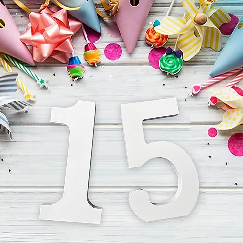 Miniatura 3 de Números de madera blanca de 8 pulgadas, número de madera sin terminar para pared, números decorativos de pie, rebanadas, decoración de tablero para