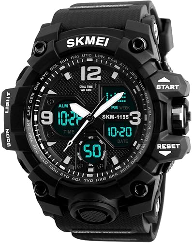 SKMEI Reloj deportivo para hombre esfera grande resistente al agua cronómetro alarma luz trasera LED reloj de pulsera con cuenta atrás