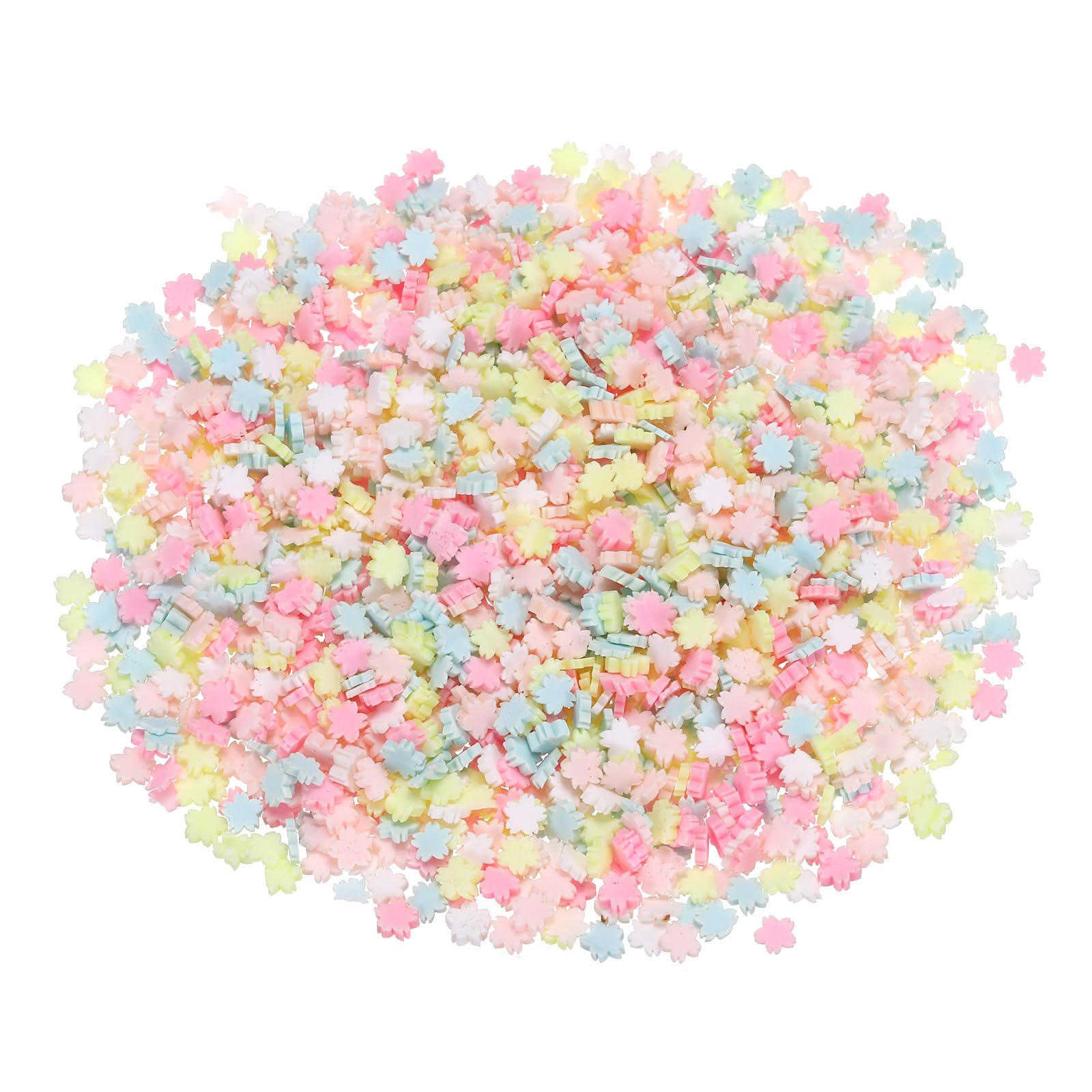 sourcing map Fake Cherry Blossom, 6 Set Cherry Blossom Polymer Clay Slices for Nail Art DIY Crafts Phone Case Shaker Card Filler, White/Pink/Yellow